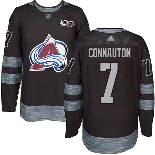 Adidas Colorado Avalanche Men 7 Kevin Connauton Black 1917-2017 100th Anniversary Stitched NHL Jersey